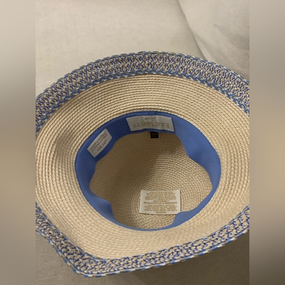 ERIC JAVITS Beige with Blue Trim Straw Hat - Picture 8 of 13